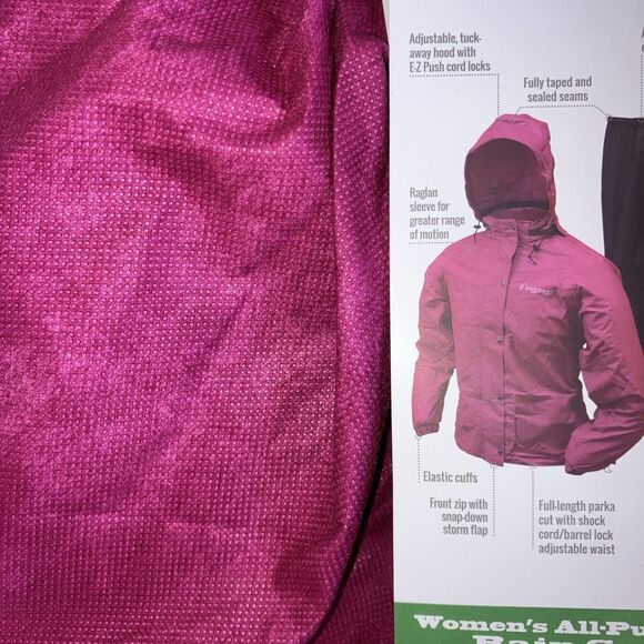 FROGG TOGGS size L WATERPROOF BREATHABLE ALL PURPOSE Rain Jacket Cherry Black - Picture 5 of 5